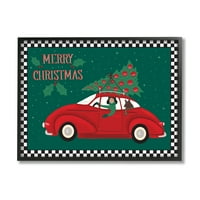 Stupell Desirts Sretan Božić pozdravlja ženski sportski automobil božićno drvce, 16, dizajn Darlene Seale