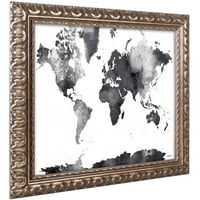 Zaštitni znak likovna umjetnost World Map BG-1 Canvas Art by Marlene Watson, zlatni ukrašeni okvir