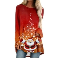 Ženske božićne modne majice, povremeni labavi Božićni puloveri s okruglim vratom s grafičkim printom, vrhovi tajica