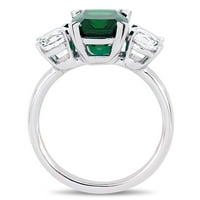 Miabella Ženska karat T.G.W. Stvorio Emerald i T.G.W. Stvoren bijeli safir 10kt bijelo zlato 3-kamen prsten