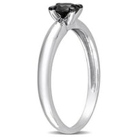 Carat T.W. Crni dijamant 14KT bijelo zlato crni rodij zaručnički prsten pasijansa