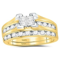 14k dijamantni set vjenčanog prstena za mladenke od 1 - inčnog dijamanta od žutog zlata