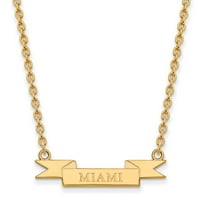 Sterling srebro sa žutom pozlatom, službena ogrlica s malim natpisom Sveučilišta u Miamiju, Šarmantni lanac 18