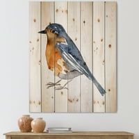 Designart 'drevna narančasta ptica' tradicionalni tisak na prirodnom borovom drvu