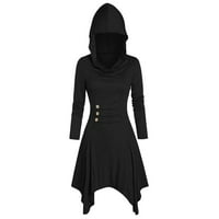 ; / Ženski kostimi za Noć vještica, Vintage pulover s kapuljačom Na vezanje, duga haljina, ogrtač, Crna