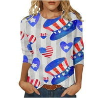 4. srpnja ženske ljetne košulje u A-listi, modne majice s labavim tunikama s printom američke zastave s okruglim