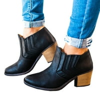 Ženske čizme ženske cipele s niskim potpeticama, jednobojni rukav S Vintage čizmama s golim potplatom, cipele