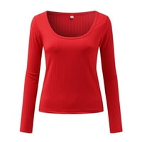Pleteni gornji dio ženske jednobojne košulje pletena tanka bluza gornji dio majice s donjim dijelom u obliku slova