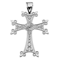 Ogrlica s privjeskom od bijelog zlata s armenskim križem KHACHKAR: samo privjesak od 14 karata