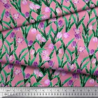 Pamučna tkanina od batista od listova i tulipana s cvjetnim printom od