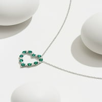 Zauvijek faseri laboratorij uzgojeni dijamant i stvorio Smaragd Sterling Silver Heart ogrlica, odrasle ženke