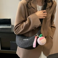 Elegantna platnena ženska torba na ramenu, ženska jednostavna školska torba u naboru s privjeskom