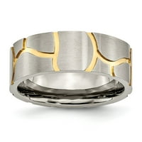 $ $ Žuta-Titanium flaute oplata muški mat vjenčani prsten veličina prstena - 9,5