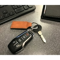 Slika za pravokutni smeđi kožni privjesak za ključeve, službena Licenca