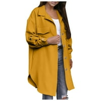 Jesenska odjeća za žene s otvorenim prednjim kaputom Ženska jakna u žutoj boji