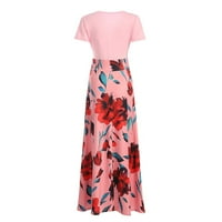 Haljine za žene, Ženska ljetna široka haljina kratkih rukava s cvjetnim printom visokog struka, ležerna široka