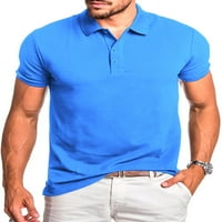 Muški ljetni vrhovi, Polo majica Na kopčanje, majice kratkih rukava, klasični pulover, majica za golf u svijetloplavoj