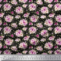 Pamučna tkanina od batista s cvjetnim printom s točkicama, lišćem i ružama širine dvorišta