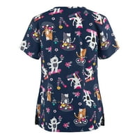Ženske ljetne majice kratkih rukava i majice s izrezom u obliku slova u, Ležerne široke majice sa slatkim cvjetnim