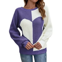 Nova jesen džemper s kontrastnim dizajnom boja s okruglim vratom ženski preveliki džemper ženski pulover s dugim
