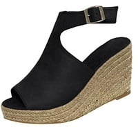 Ženski stanovi cipele moda Moda solidna ljetna dame udobne sandale nagiba peta casual plaža cipele crne