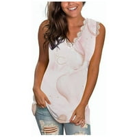 Košulje za žene labave majice bez rukava bez izreza čipka vruće ružičaste l