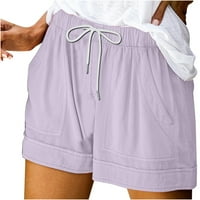 Edvintorg Žene kratke hlače s džepovima za čišćenje ljetnih ženskih laganih labavih džepova crtanje kratkih hlača
