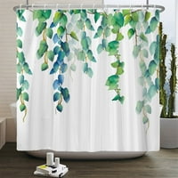 Zeleno lišće biljaka zavjesa za tuširanje zavjesa za kupaonicu s 3B printom svježa vodootporna poliesterska tkanina
