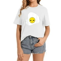 ženska t-shirt s veselom uzorkom egg - sunny side up - fried - cute - kawaii - pod nazivom smil - Trendy top kratkih