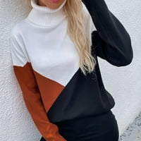 Džemperi za žene zimska dolčevita pleteni pulover vrhovi dugih rukava s visokim vratom džemper u boji blok klasični