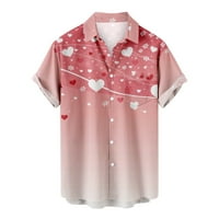 Muške košulje kratkih rukava, muški ležerni gumbi, Print za Valentinovo s džepom, košulja kratkih rukava, bluza