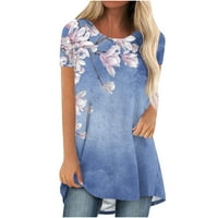 Ženske majice s kratkim rukavima s kratkim rukavima s cvjetnim vratom, široke prozračne udobne ženske bluze od