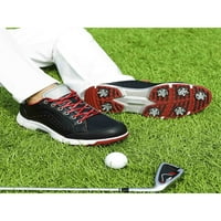 Wooving muške golf cipele s tenisicama šiljaka čipkaju hodajući vanjski lagani profesionalni casual crni nas 10