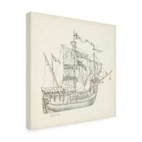 Richard Foust 'Antička brodova skica viii' platno umjetnost