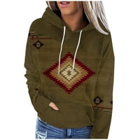 Očistinsko vintage grafičke dukseve s kapuljačom za žene casual aztec geometrijski putover s puloverom s patentnim