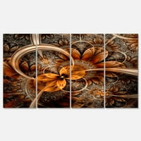 Dizajn umjetnosti Tamno narančasti fraktalni cvijet apstraktni ispis na platnu