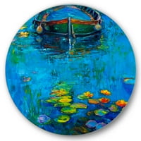 Čamac u plavim jezerima slikanje umjetničkih otisaka
