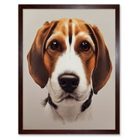 Slatko lice psa Beagle, realističan portret, umjetnički tisak, uokvireni plakat, zidni dekor