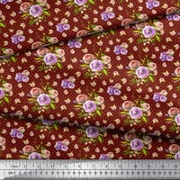 Tkanina za šivanje u Crvenoj pamučnoj tkanini s cvjetnim printom cvjetajuće kamelije i ruže širine dvorišta