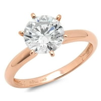 Prsten od ružičastog zlata od 14 karata s dijamantnim sintetičkim bijelim safirom okruglog reza od 9 karata