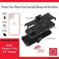 Capsule futrola kompatibilna s iPhone Pro [Vojnička zaštita zaštitna zaštita od šoka od teških stajališta crni