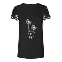 Ecqkame ženske majice s tiskanom majicom za čišćenje ženskog ljetnog v-izreza leptira tiskane majice majice casual