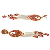 Hrskavi bolivudski Modni nakit tradicionalne etničke naušnice za mladenke naušnice djeveruše pozlaćene crvene