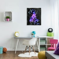Podebljana ljubičasta galaksija maglica za djecu slikati mlaz crni uokvireni umjetnički print zidna umjetnost