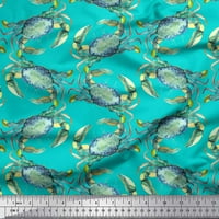 Soimoi Green Japan Crepe satenski tkanina rakovi od oceanske tkanine za tisak prema dvorištu široko