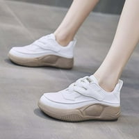 Tenisice za hodanje ženskih kožnih kožnih čipka Up Udobne lagane cipele Bijela veličina 8