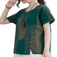 Ženski ljetni vrhovi s gumbima na gumbima s printom na gumbu tunika s prednjim džepom bluza za slobodno vrijeme