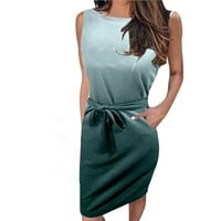 Haljine za žene - ležerne ljetne haljine za sjenilo gradijentni ispis haljina kravata džepna haljina bez rukava