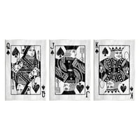 Stupell Industries Queen Jack King Spade Cards Grafička umjetnost Umjetnost Umjetnička umjetnost, set od 3, Dizajn