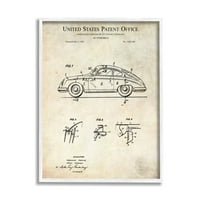 Stupell Industries Vintage Car Automobil Diagram nacrt patentnog teksta Framed Wall Art, 30, Dizajn Karla Hronek